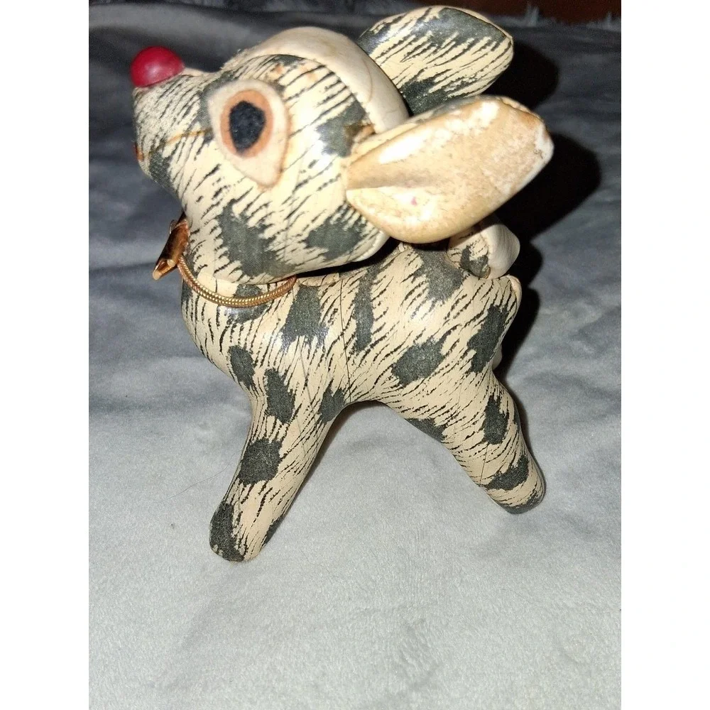 Vintage Mid Century Spotted Dog Figurine Leather Like Pleather 4